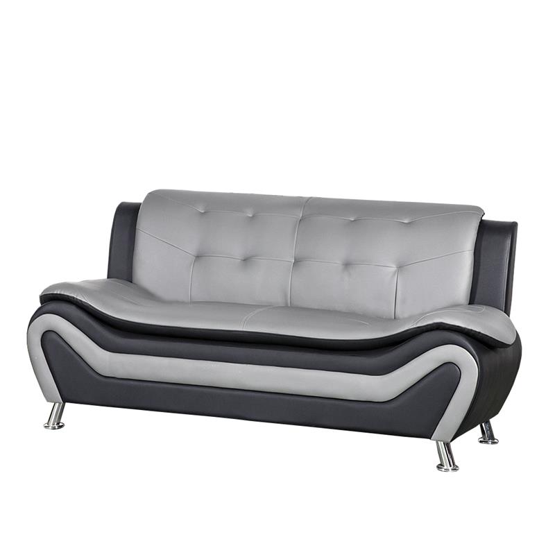 Kingway Furniture Gilan Faux Leather Living Room Sofa Black/Grey