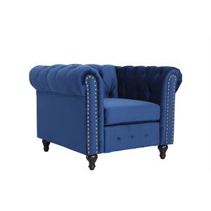 kingway furniture mavi velevt living room chair in blue