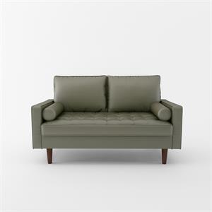 kingway furniture faux leather genoa living room loveseat in gray