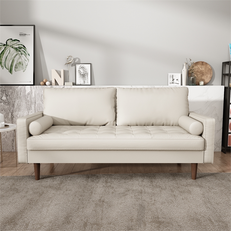 Kingway Furniture Faux Leather Genoa Living Room Sofa In White