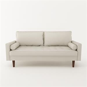 kingway furniture faux leather genoa living room sofa in white