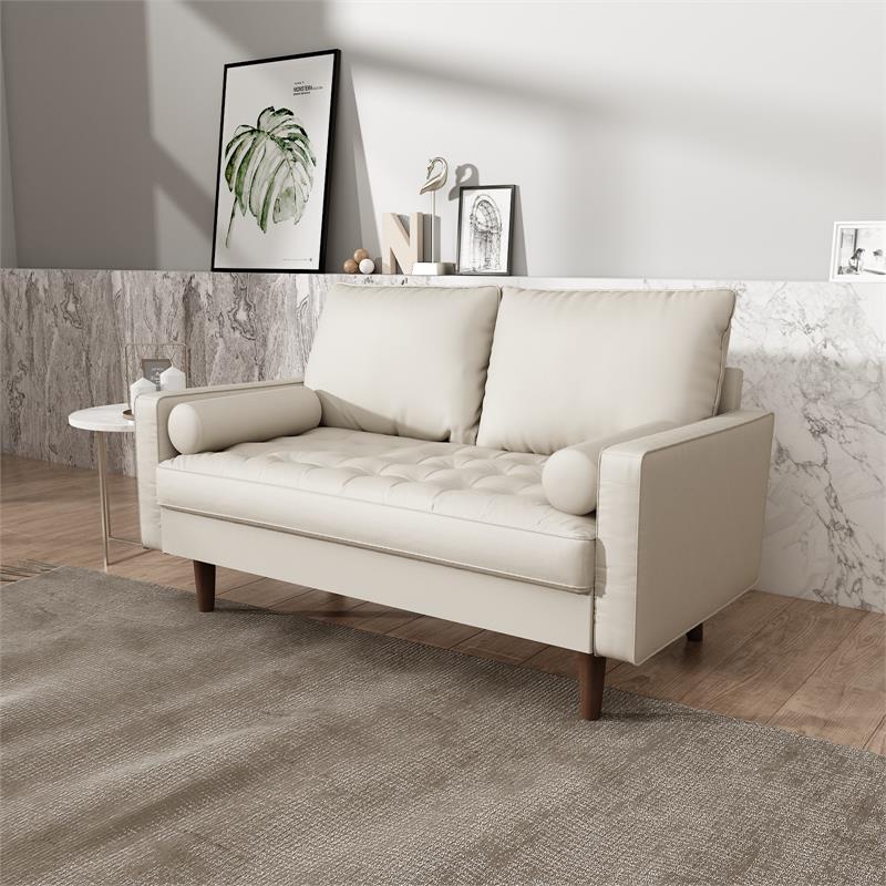 Kingway Furniture Faux Leather Genoa Living Room Loveseat In White
