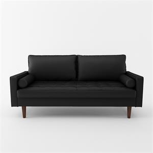 kingway furniture faux leather genoa living room sofa in black
