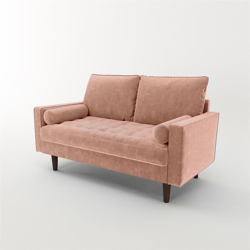 Kingway Furniture Velvet Genoa Living Room Loveseat In Rose
