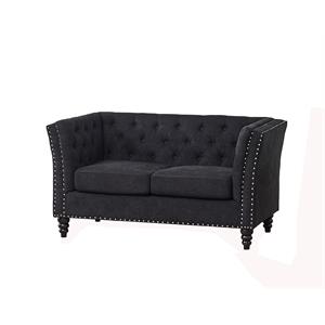 kingway furniture zaina microfiber living room loveseat in black