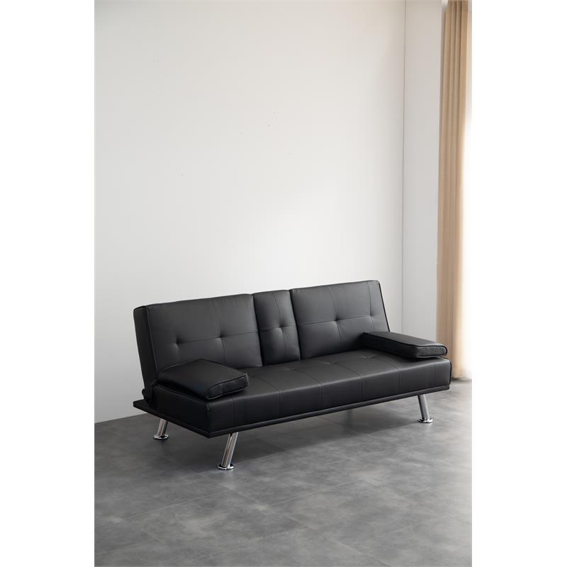 Kingway Furniture Kinwi Faux Leather, Black Leather Futon
