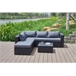 Kingway Furniture Venor Grey Wicker/Rattan Sectional with Glass top Coffee table