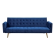 Kingway Furniture Jeffery Velvet Upholstered Convertible Sofa in Blue