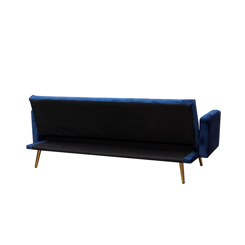 Kingway Furniture Jeffery Velvet Convertible Sofa in Blue
