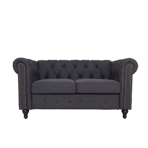 kingway furniture jazz living microfiber living room loveseat in dark gray