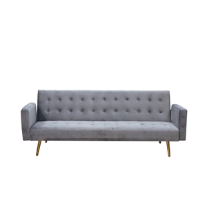 kingway furniture jeffery velvet convertible sofa in light gray