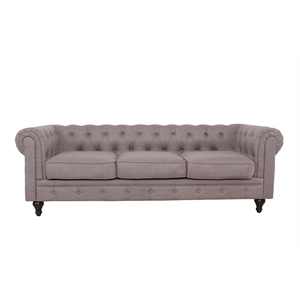kingway furniture trance linen blend living room sofa in gray