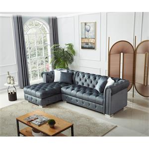 kingway furniture cade velvet l-shaped sectional in gray