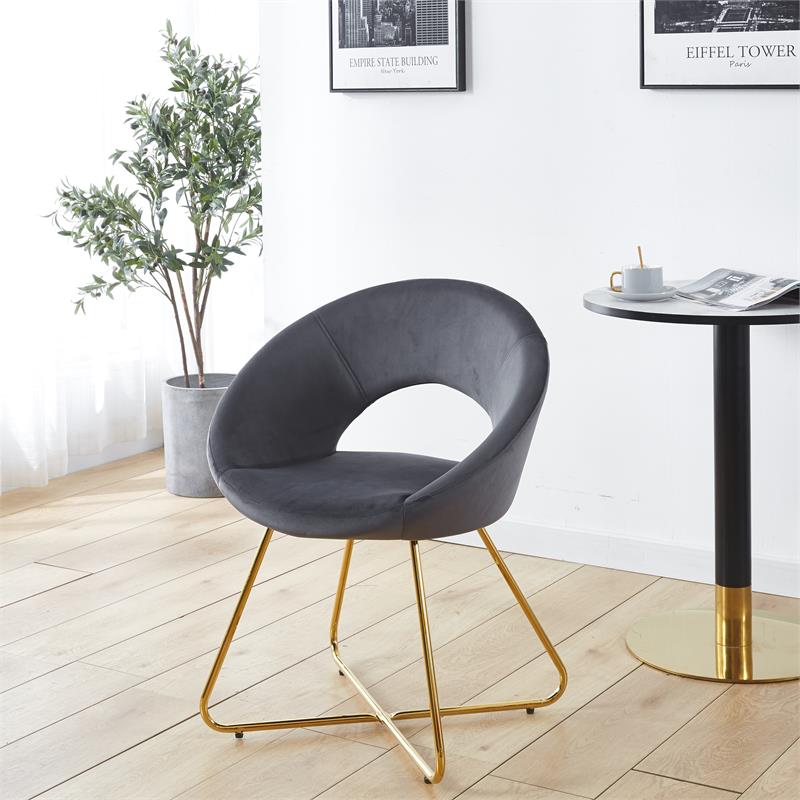 Kingway Furniture Trancy Velvet 2-PC Accent Chair in Gray