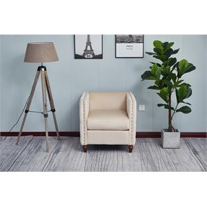 kingway furniture avin velvet nail head livingroom chair in beige