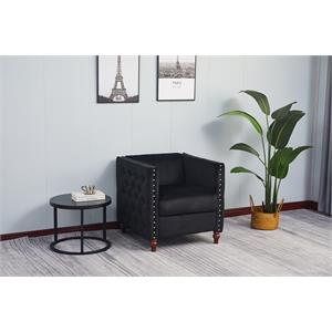 kingway furniture avin velvet nail head livingroom chair in black