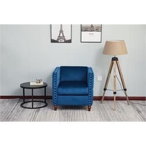 kingway furniture avin velvet nail head livingroom chair in blue