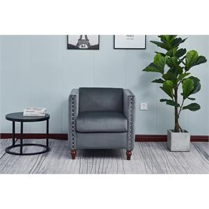 kingway furniture avin velvet nail head livingroom chair in gray