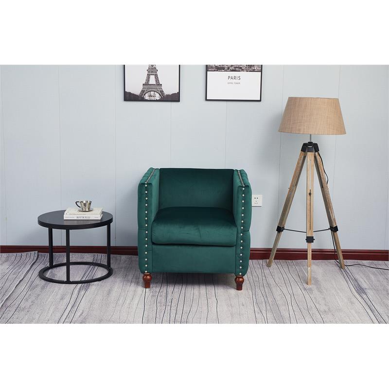 Kingway Furniture Avin Velvet Nail Head Livingroom Chair in Green Cymax Business