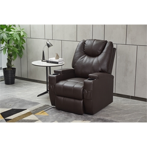 salle faux leather power lift recliner chair in brown