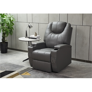 salle faux leather power lift recliner chair in gray