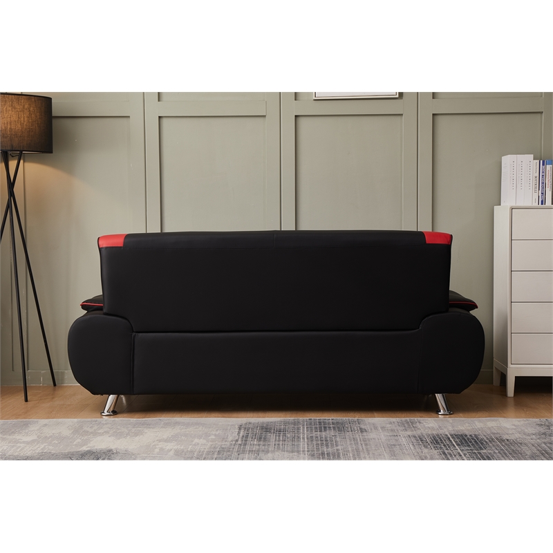 Kingway Furniture Lilian Faux Leather Livingroom Sofa in BlackRed