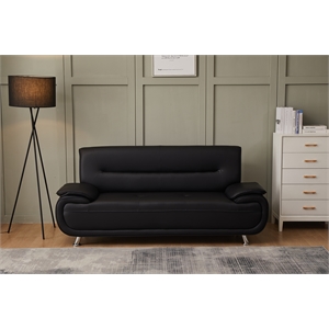 kingway furniture lilian faux leather livingroom sofa in black