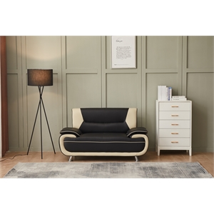 kingway furniture lilian faux leather livingroom loveseat in blackbeige