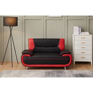kingway furniture lilian faux leather livingroom loveseat in blackred