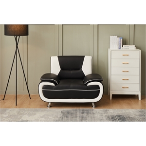 kingway furniture lilian faux leather livingroom chair in blackwhite