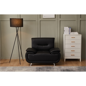 kingway furniture lilian faux leather livingroom chair in black