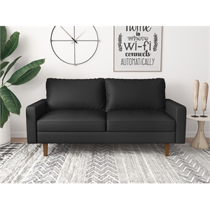 Kingway Furniture Aneley Faux Leather Living Room Sofa in Black
