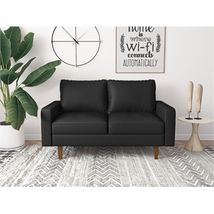 kingway furniture aneley faux leather living room loveseat in black