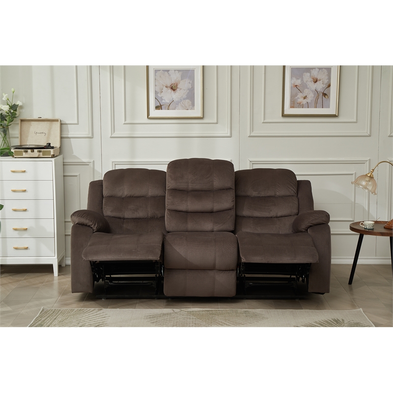 Kingway Furniture Zaffer Microfiber Living Room Sofa In Brown