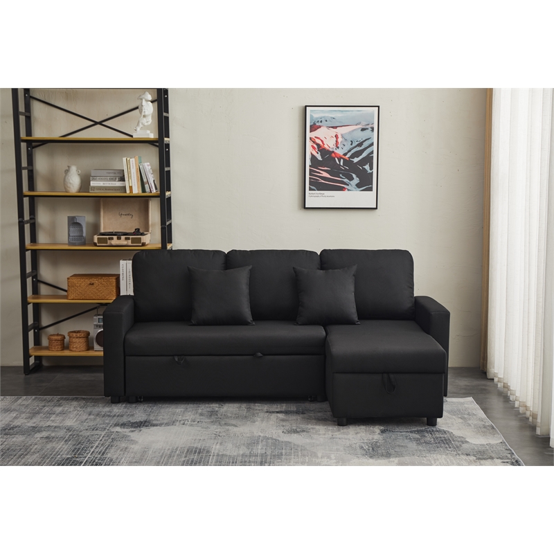 Darwin Sectional Sofa With Storage And Pull Out Bed Gray Baci Living Room