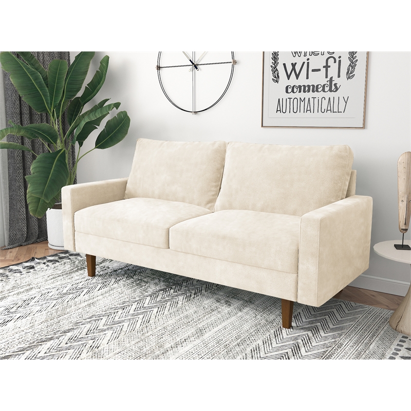 Kingway Furniture Ameli Velvet Living Room Sofa in Beige