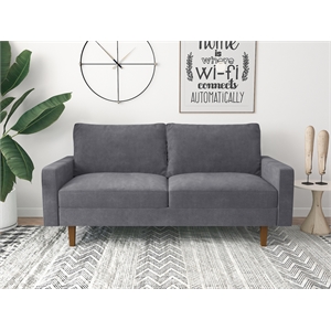 Kingway Furniture Ameli Velvet Living Room Sofa in Gray
