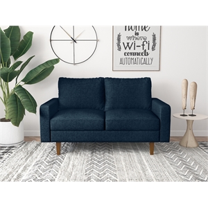 kingway furniture ashton linen living room loveseat in dark blue