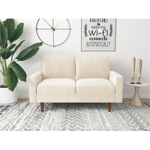 kingway furniture ameli velvet living room loveseat in beige