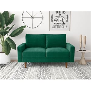 kingway furniture ameli velvet living room loveseat in green