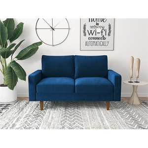 kingway furniture ameli velvet living room loveseat in blue