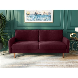 kingway furniture aurora velvet living room sofa in burgundy
