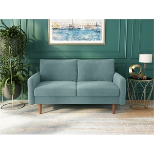 kingway furniture aurora velvet living room loveseat in light grayish cyan