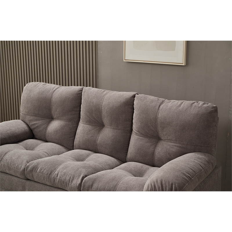Kingway Furniture Plaencia Linen Living Room Sofa in Light Gray