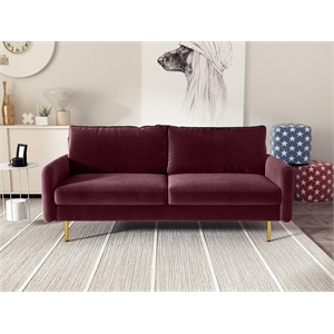 kingway furniture almor velvet living room sofa in burgundy