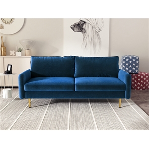 kingway furniture almor velvet living room sofa in space blue