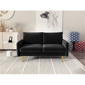kingway furniture almor velvet living room loveseat in black