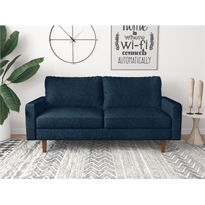 kingway furniture ashton linen living room sofa in dark blue