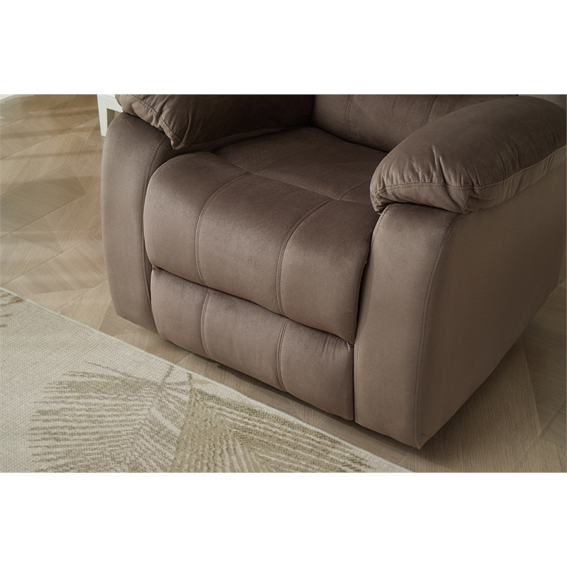 Kingway Furniture Zaffer Microfiber Living Room Recliner In Brown