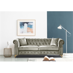 kingway furniture alcona velvet living room sofa in beige